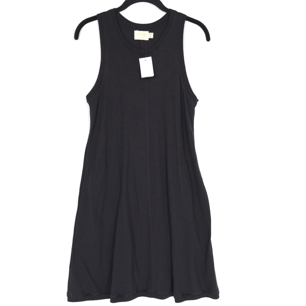 NATION LTD New Jet Black Sleeveless SMALL Swing Dress Cotton Blend Casual Womens